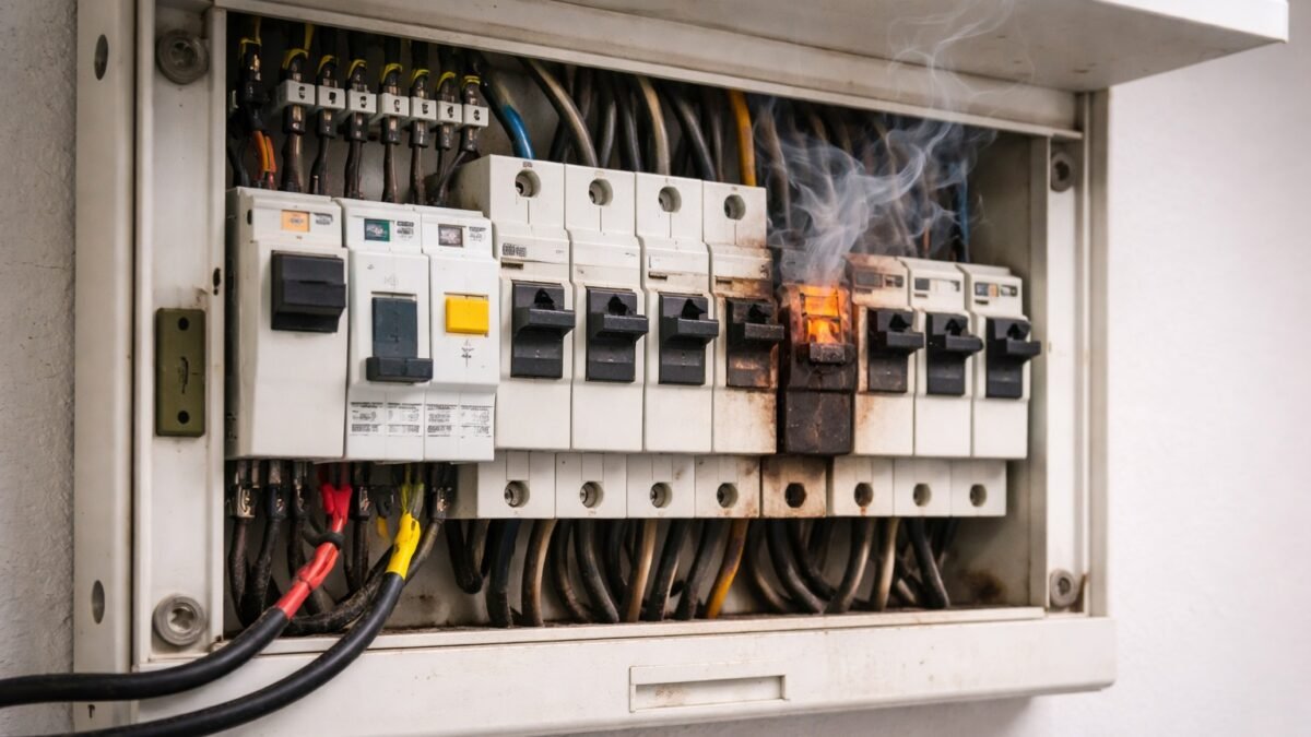 Sigorta kutusundan cızırtı sesi gelen elektrik panosu